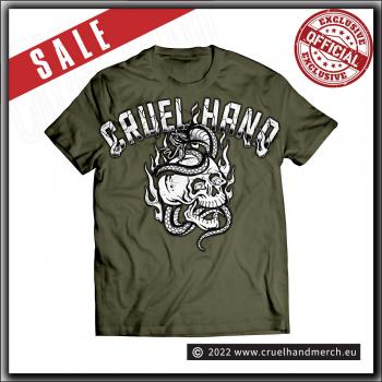 Cruel Hand - Skull, Cobra, Fire & Dice - T Shirt Military Green