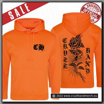 Cruel Hand - Skull & Roses - Hooded Sweater Electric Orange