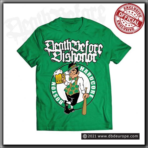 Death Before Dishonor - Boston Hardcore - T Shirt Antique Irish Green