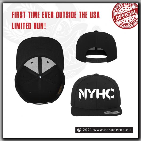 Black cap with the 2021 Casa De Roc NYHC logo in white embroidery